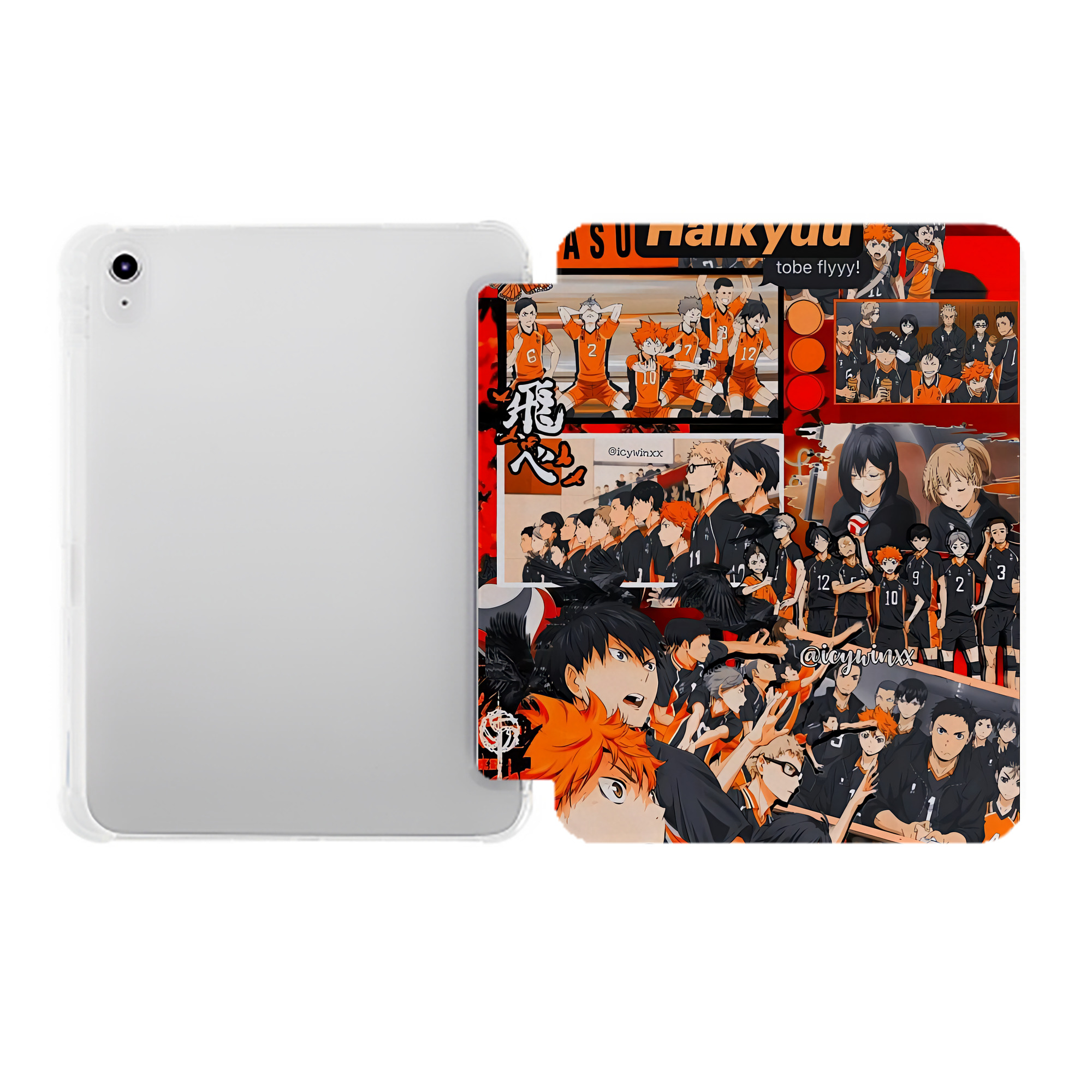 （画像用） ハイキュー!! Haikyu!! IPad ケース ペン収納付き 三つ折りスタンド PUレザー×シリコン 対応機種9.5/10.5/10.9インチ
